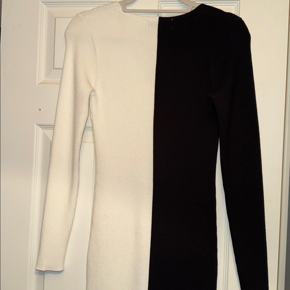 Stylish Long Sleeve Black and White Dress - Picture 5 of 5